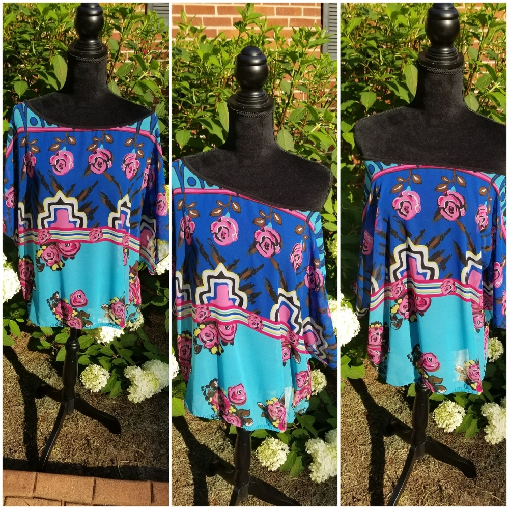 Zenobia Multi Colored Sheer Blouse